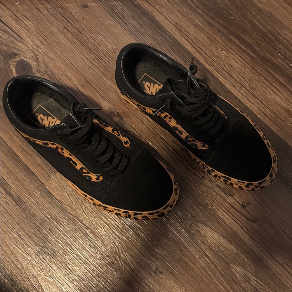 Black and Leopard Print Vans